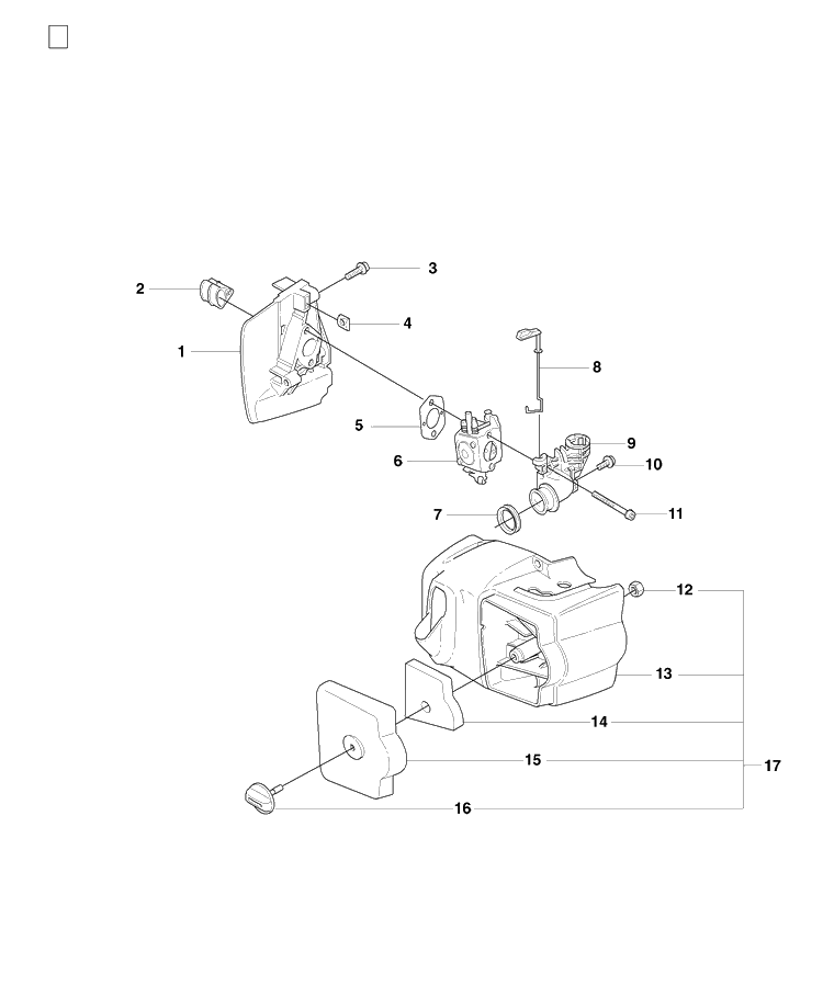 Carburetor And Air Filter Diagram and Parts List for 323HD60 20081400001-20090400000 Husqvarna Hedge Trimmer