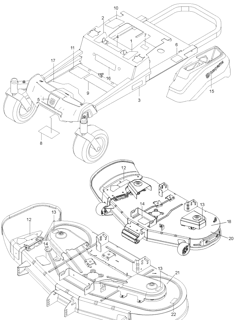 Decals Diagram and Parts List for Z254F  Husqvarna Lawn Mower
