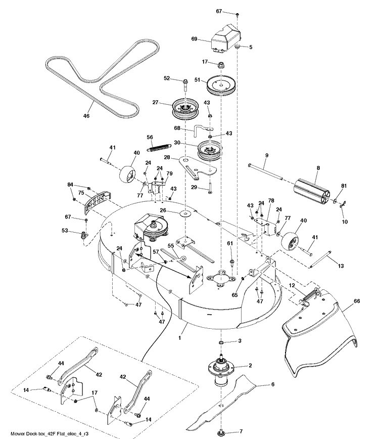 Mower Deck / Cutting Deck Diagram and Parts List for YT42DXLS  Husqvarna Lawn Tractor