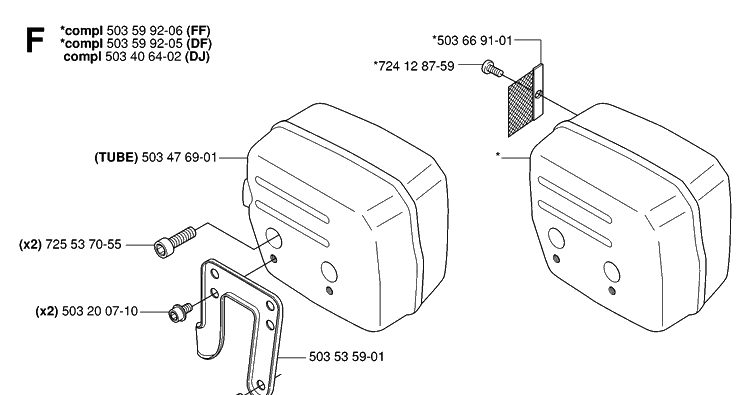 Muffler Diagram and Parts List for 272XP 20070100001-20091400000 Husqvarna Chainsaw