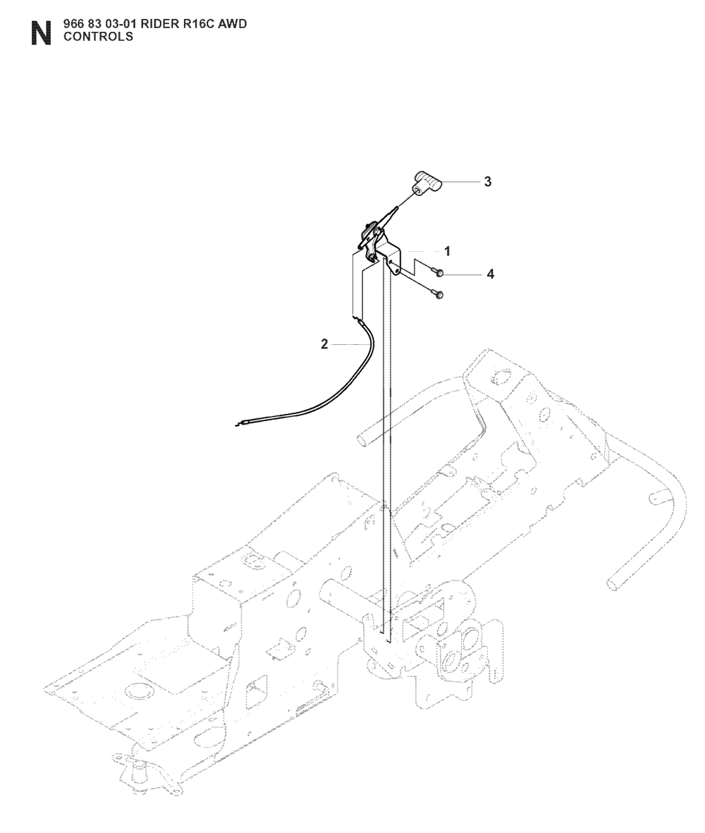 Controls Diagram and Parts List for R16CAWD (966830301)(2008-04) Husqvarna Lawn Tractor