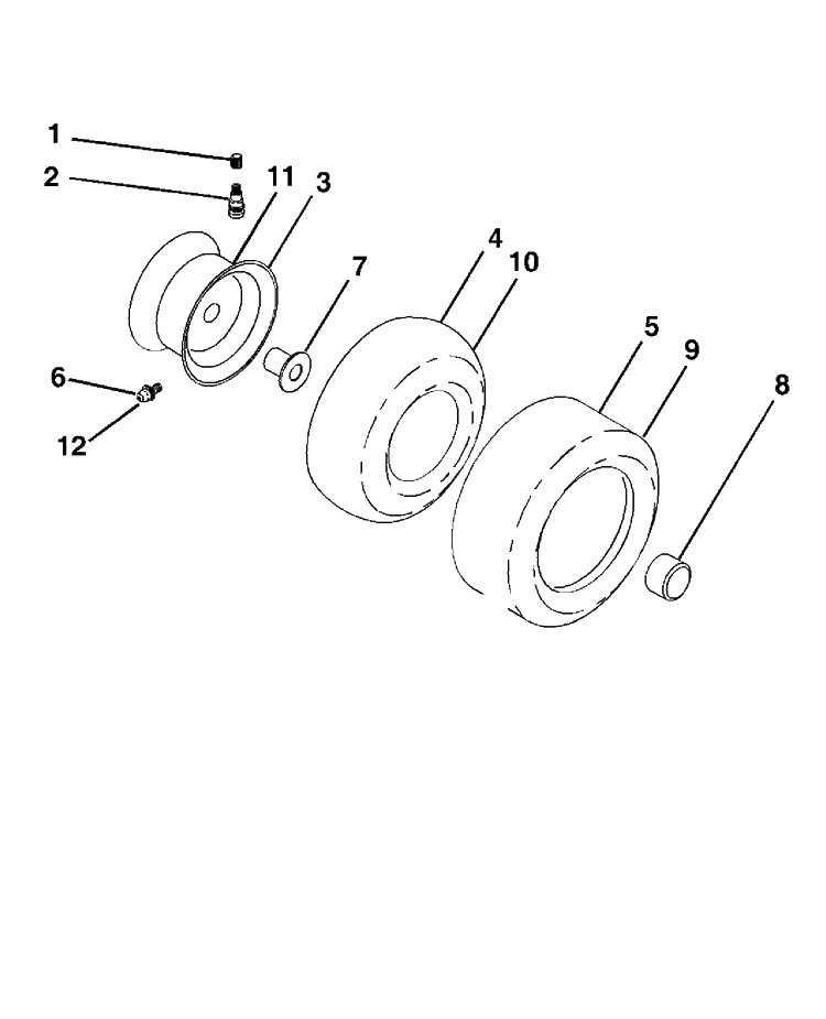 Wheels And Tires Diagram and Parts List for GTH2548-LOGT25H48B/954572134 2004-01 Husqvarna Lawn Tractor