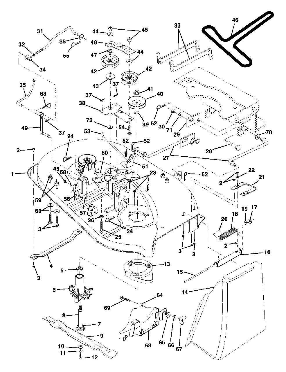Mower Deck Diagram and Parts List for LR12 (954002701-B)(1994-10) Husqvarna Lawn Tractor