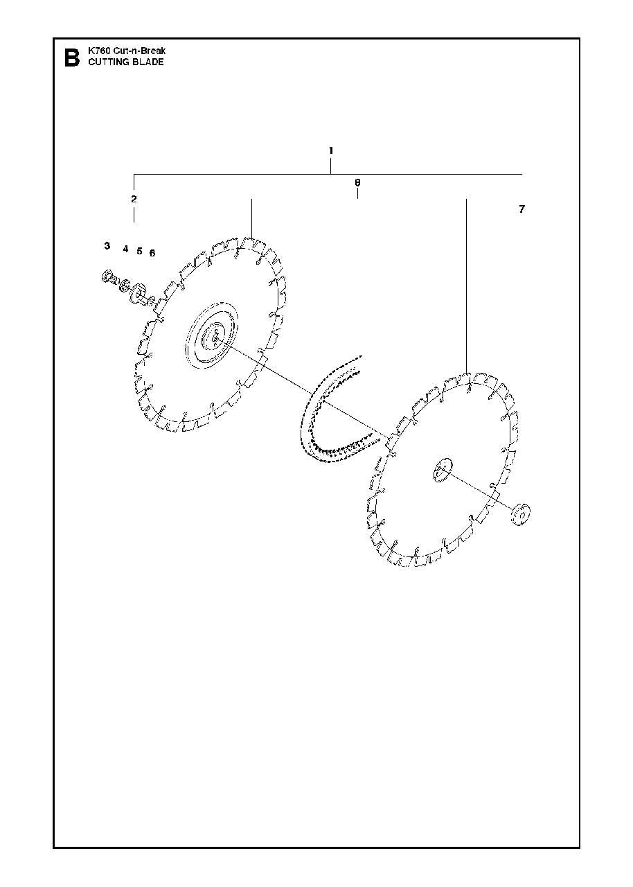 Cutting Blade Diagram and Parts List for K760CUT-N-BREAK 2013-06 Husqvarna Circular Saw