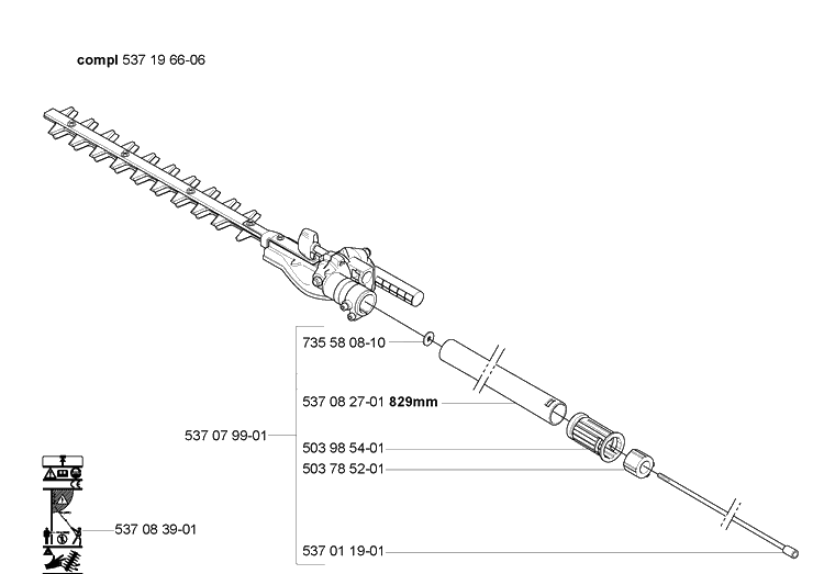 Hedge Attachment Diagram and Parts List for HA850 2007-01 Husqvarna Hedge Trimmer