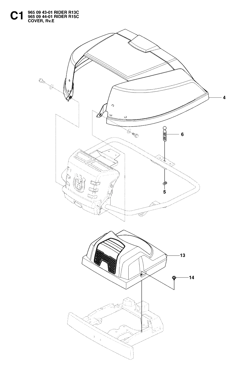 Cover 2 Diagram and Parts List for R15C (965094401)(2007-01) Husqvarna Lawn Tractor