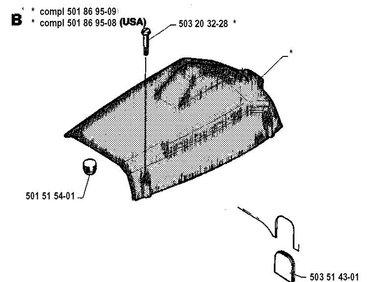 Cover Diagram and Parts List for 254 19942300001-19960100000 Husqvarna Chainsaw