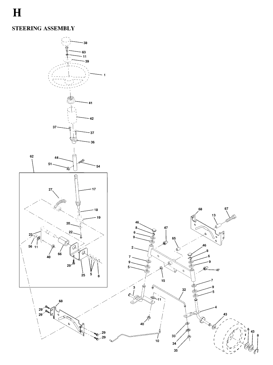 Steering Diagram and Parts List for YTH160 (954170005-C)(1997-02) Husqvarna Lawn Tractor