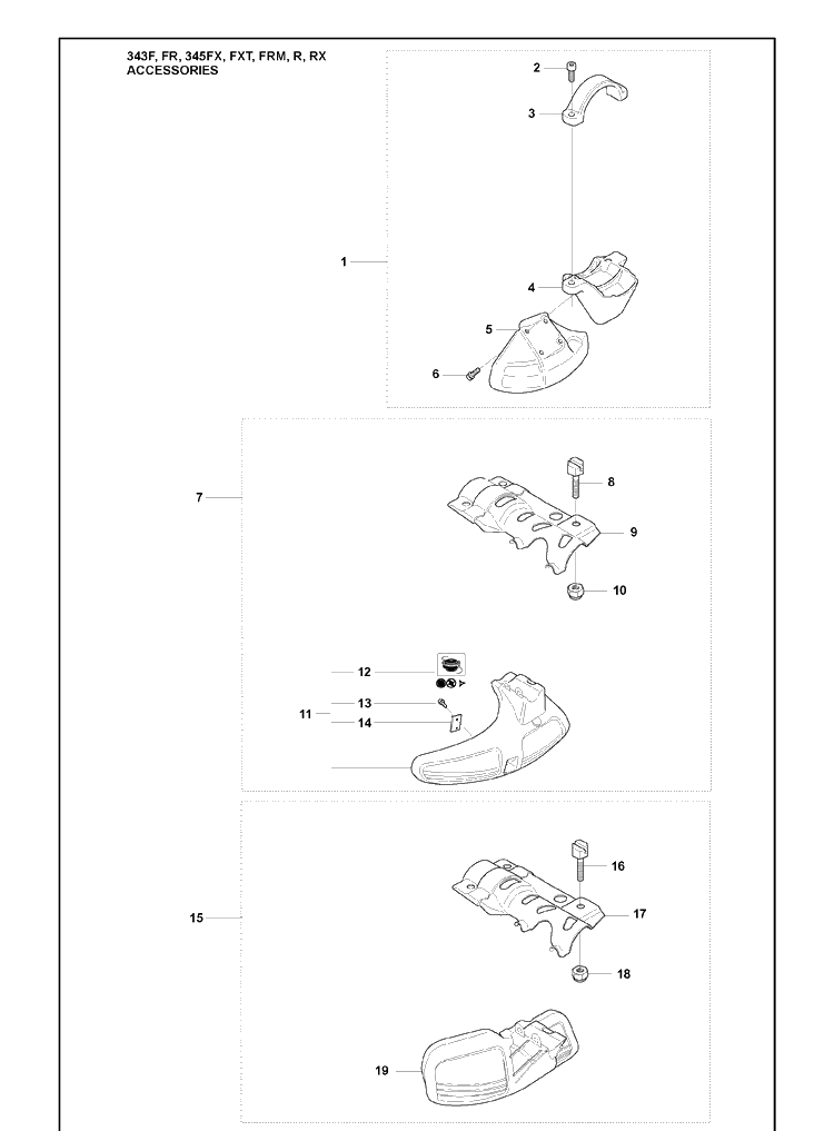Accessories Diagram and Parts List for 345FR 2008-05 Husqvarna Brush Cutter