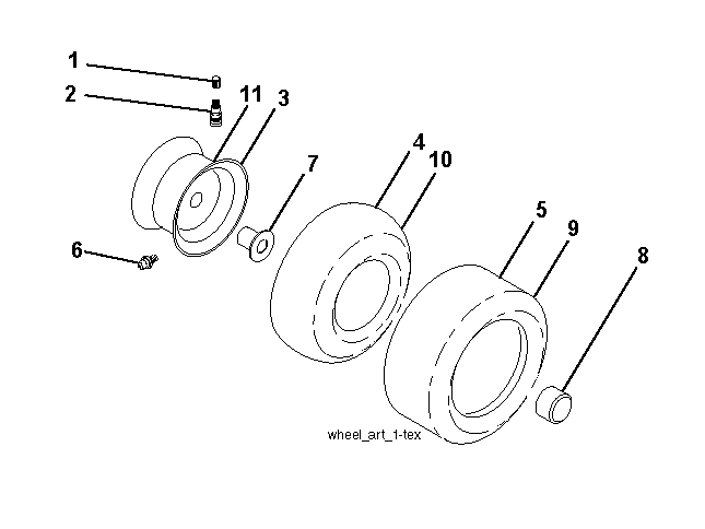 Wheels And Tires Diagram and Parts List for YTH2754T (96041006202)(2009-02) Husqvarna Lawn Tractor