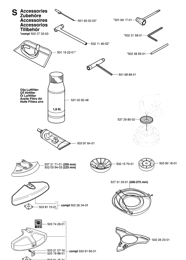Accessories 2 Diagram and Parts List for 240R 20053600001-Current Husqvarna Brush Cutter