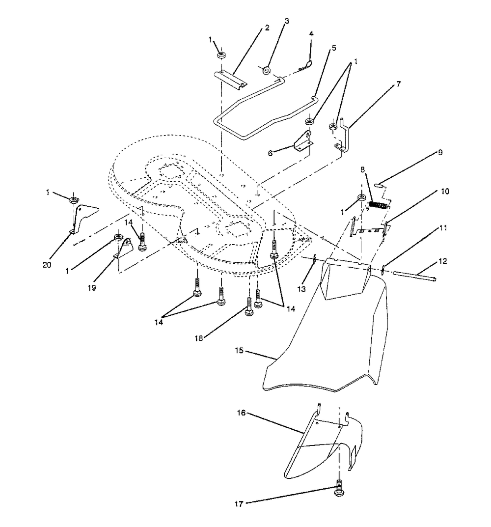 Mower Deck (Discharge) Diagram and Parts List for LT92012 (954000251-A)(1993-01) Husqvarna Lawn Tractor