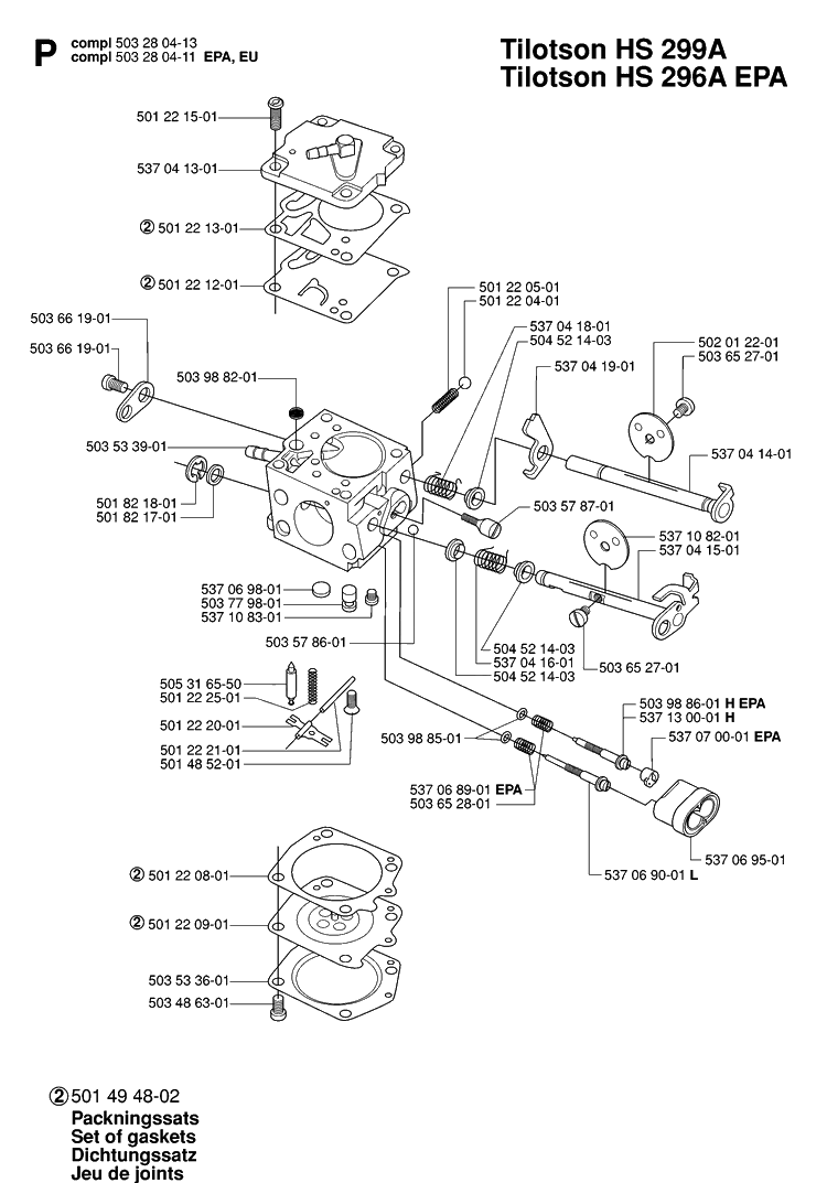 Carburetor Diagram and Parts List for 385XP 20064000001-Current Husqvarna Chainsaw
