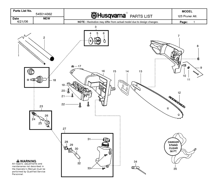 Attachments 2 Diagram and Parts List for 125LD 20064900001-20082200000 Husqvarna Edger