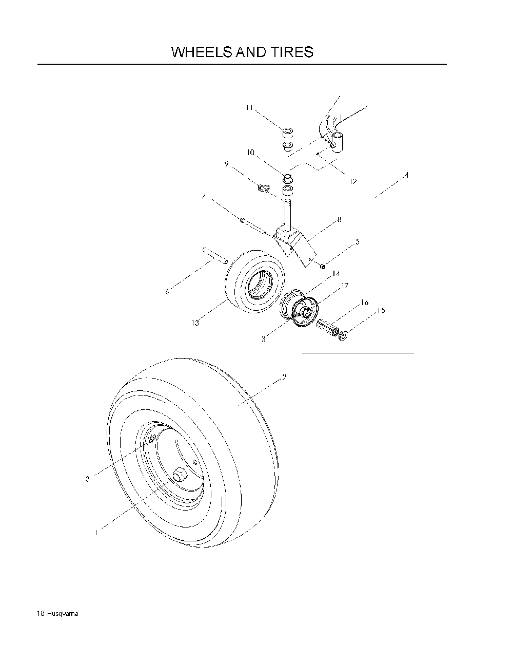 Wheels And Tires Diagram and Parts List for WH5219EFQ968999253 2008-08 Husqvarna Lawn Mower