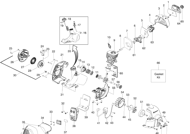 Engine Diagram and Parts List for 125L 2008-01 Husqvarna Trimmer