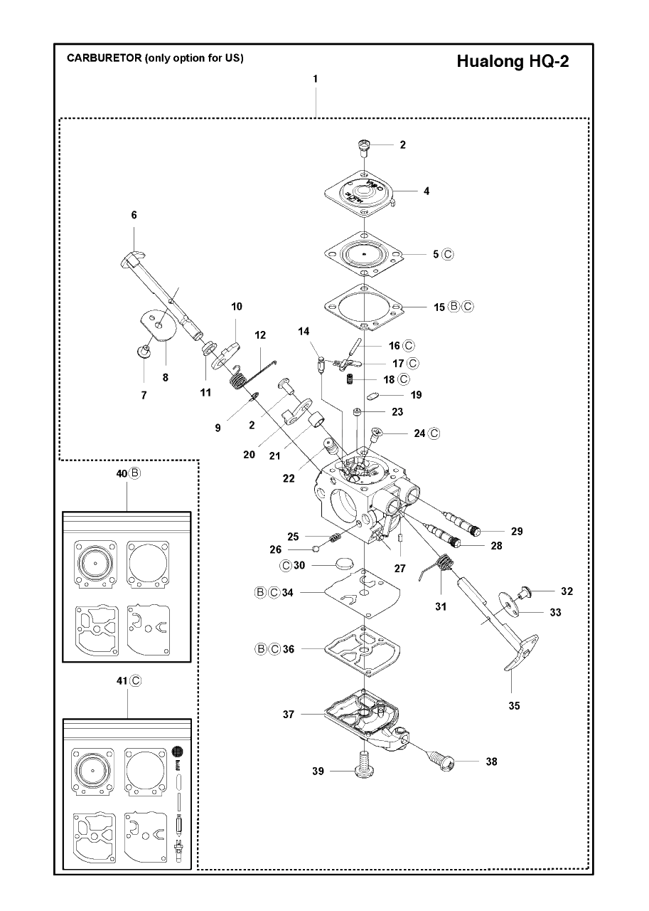 Carburetor Diagram and Parts List for 326L 20061400001 & Above Husqvarna Trimmer