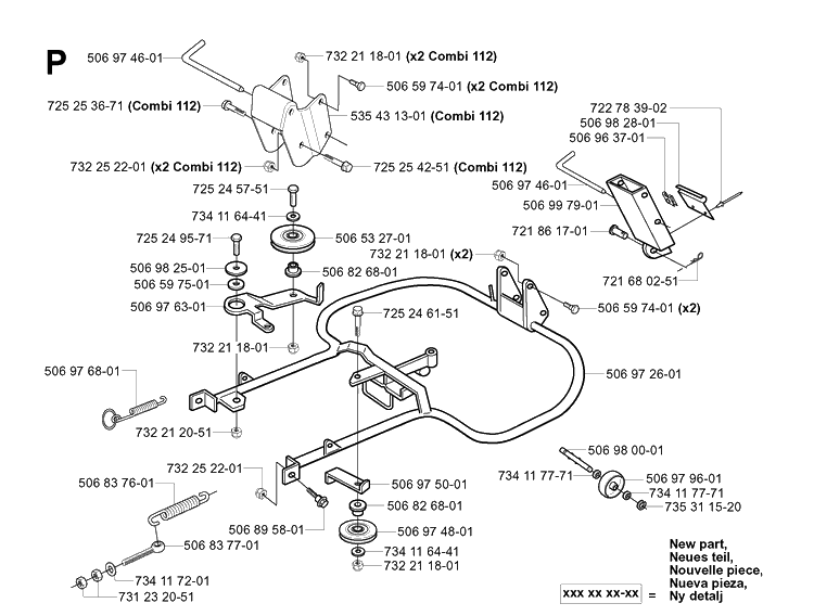 Frame Diagram and Parts List for RIDER16 2003-01 Husqvarna Lawn Mower