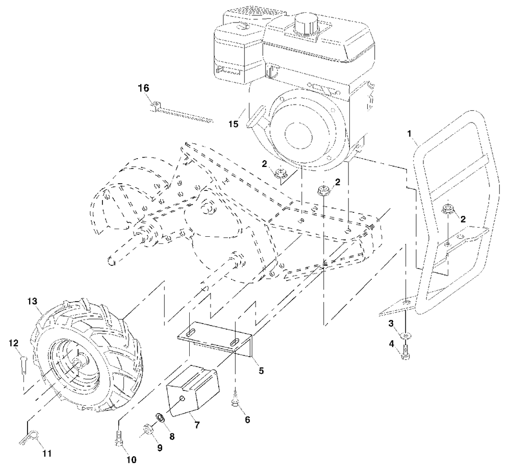 Mainframe, Right Side Diagram and Parts List for 650CRT (954328030-B)(2001-11) Husqvarna Tiller