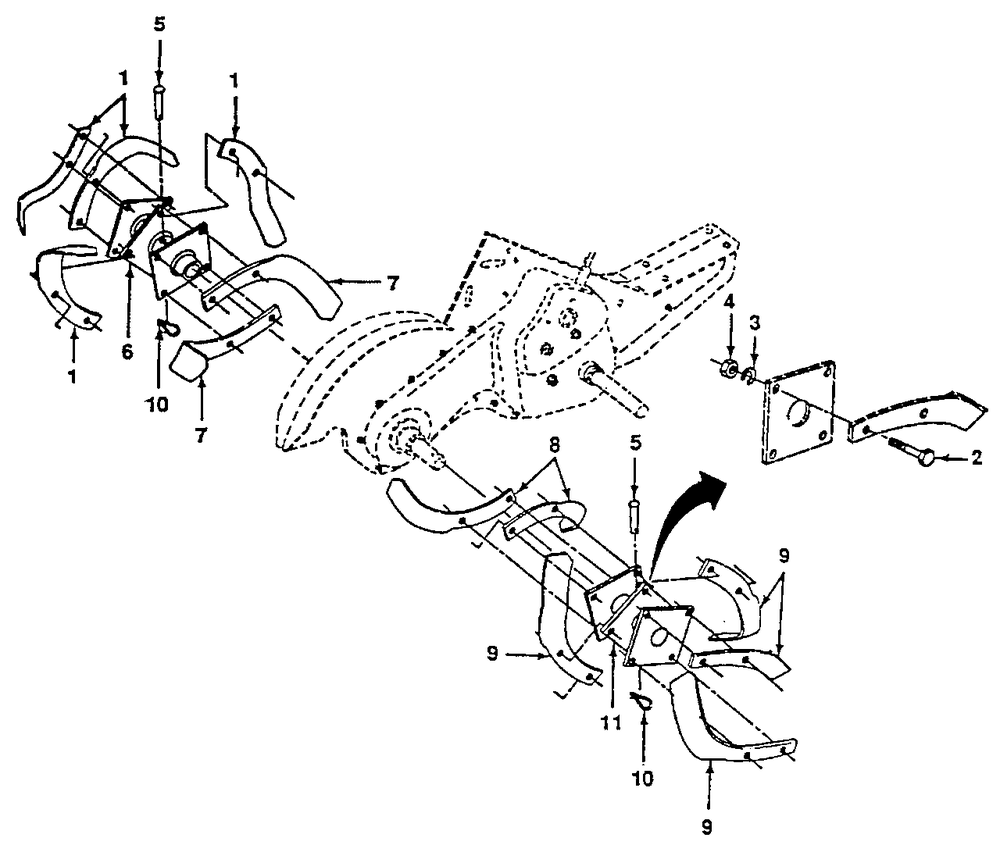 Tines Diagram and Parts List for CRT50 (954000031-A)(1990-01) Husqvarna Tiller