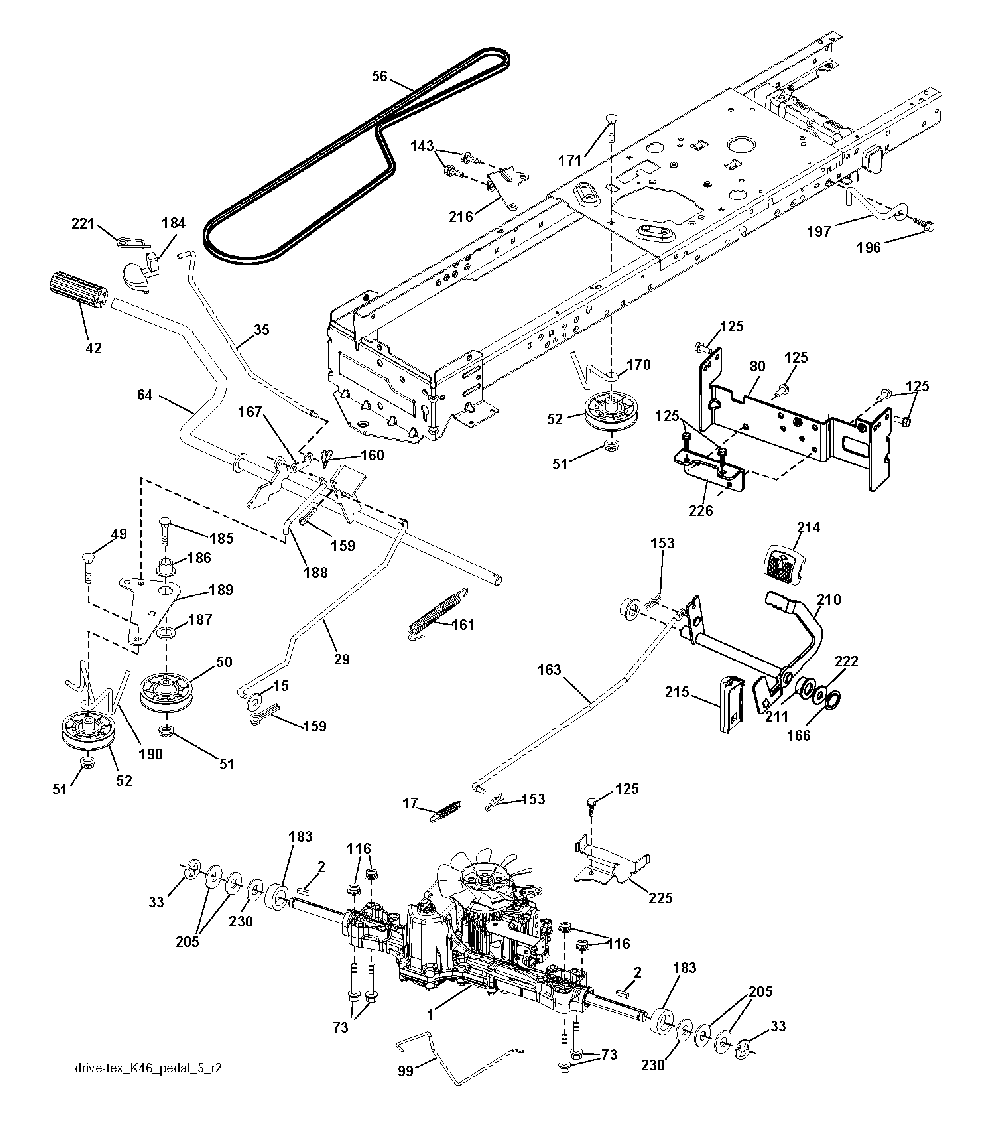 Drive Diagram and Parts List for LTH1742T (96041006701)(2008-11) Husqvarna Lawn Tractor