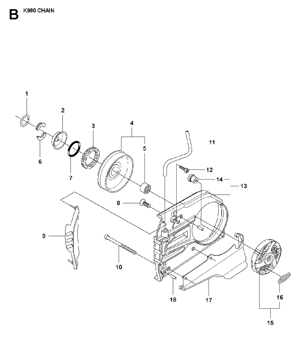 Clutch Diagram and Parts List for K960CHAIN 2008-03 Husqvarna Circular Saw