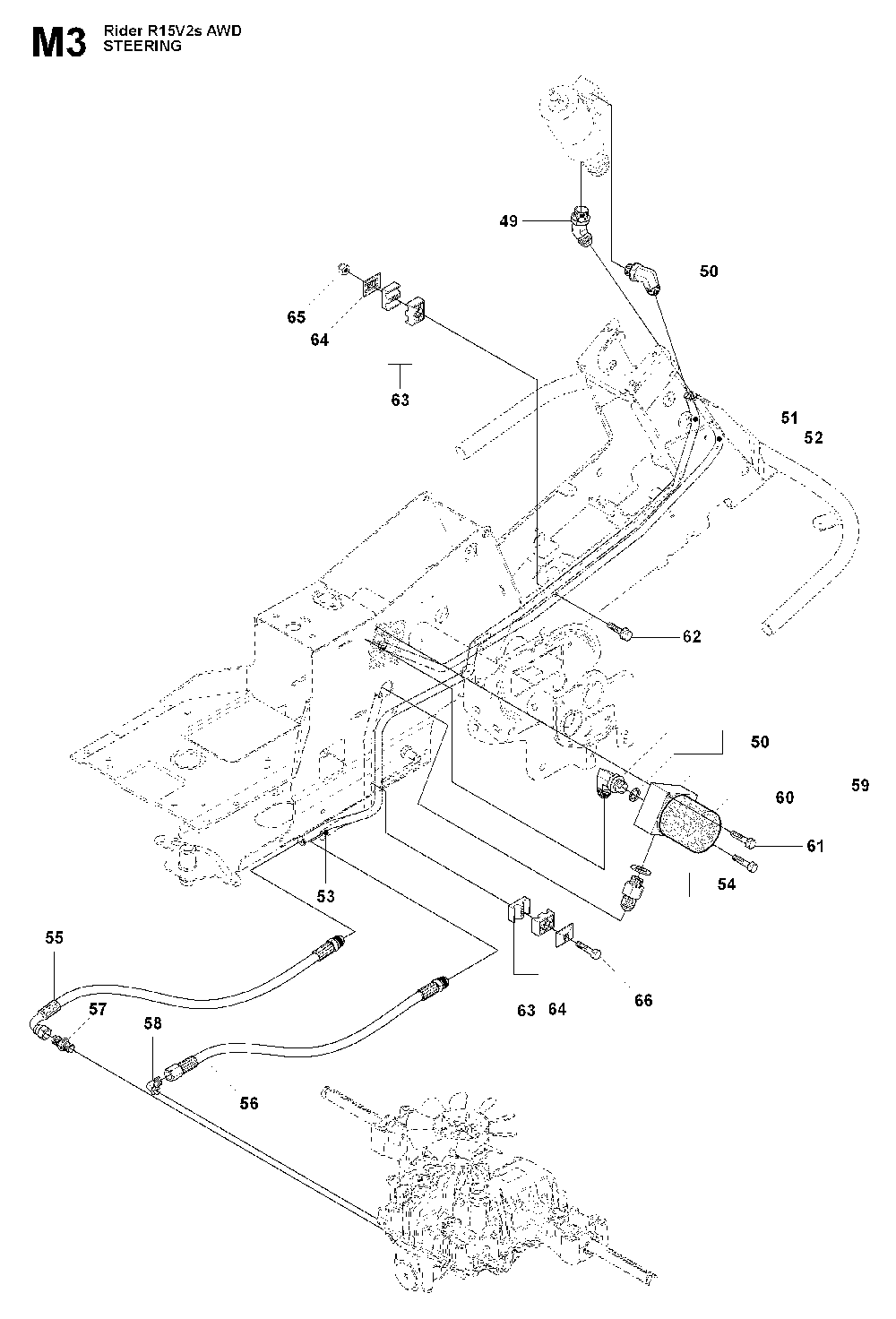 Steering Diagram and Parts List for RIDER15V2SAWD (965200901)(2009-04) Husqvarna Lawn Tractor
