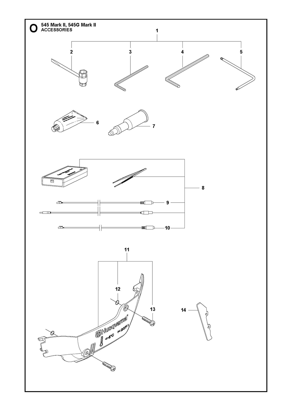 Accessories Diagram and Parts List for 545GMARKII  Husqvarna Chainsaw