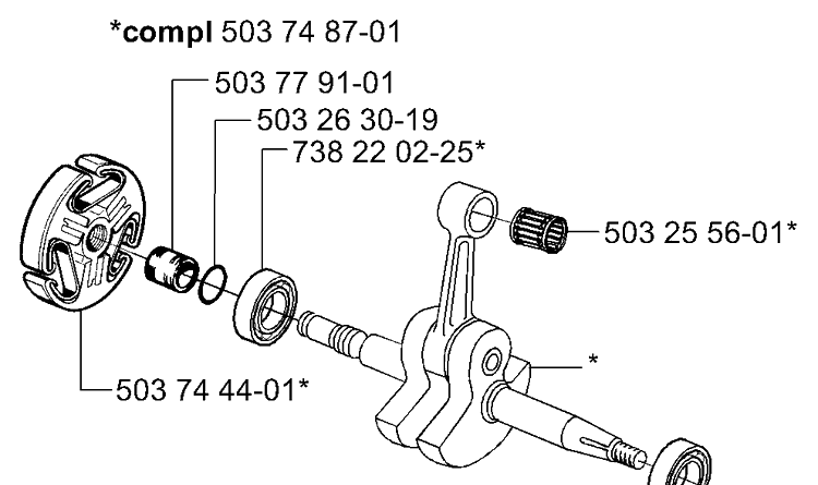 Crankshaft Diagram and Parts List for 365EPA 2002-01 Husqvarna Chainsaw