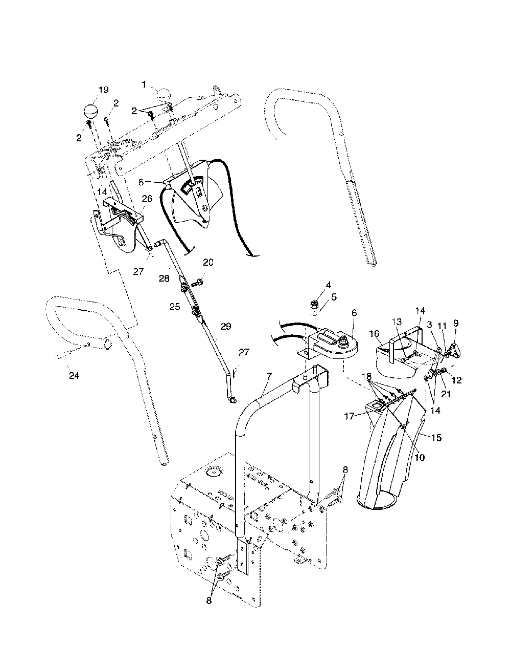 Control panel/discharge chute Diagram and Parts List for HL1027STEA  Husqvarna Snow Blower