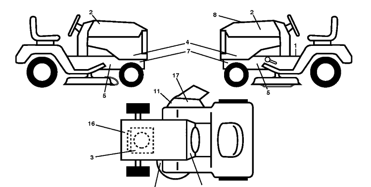 Decals Diagram and Parts List for TS142L  Husqvarna Lawn Tractor