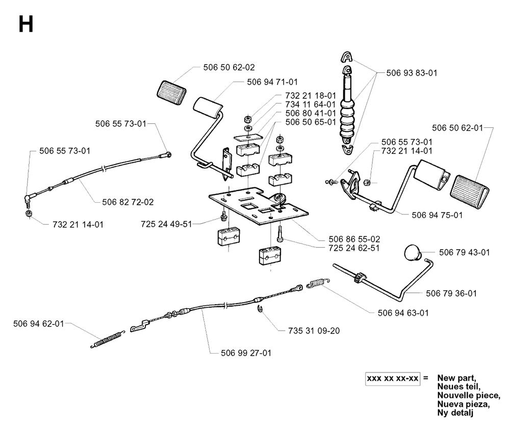 Pedals 2 Diagram and Parts List for PF21 2001-02 Husqvarna Lawn Tractor