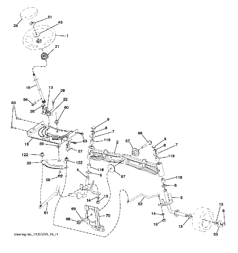 Steering Diagram and Parts List for YTH2754T (96041022101)(2012-12) Husqvarna Lawn Tractor