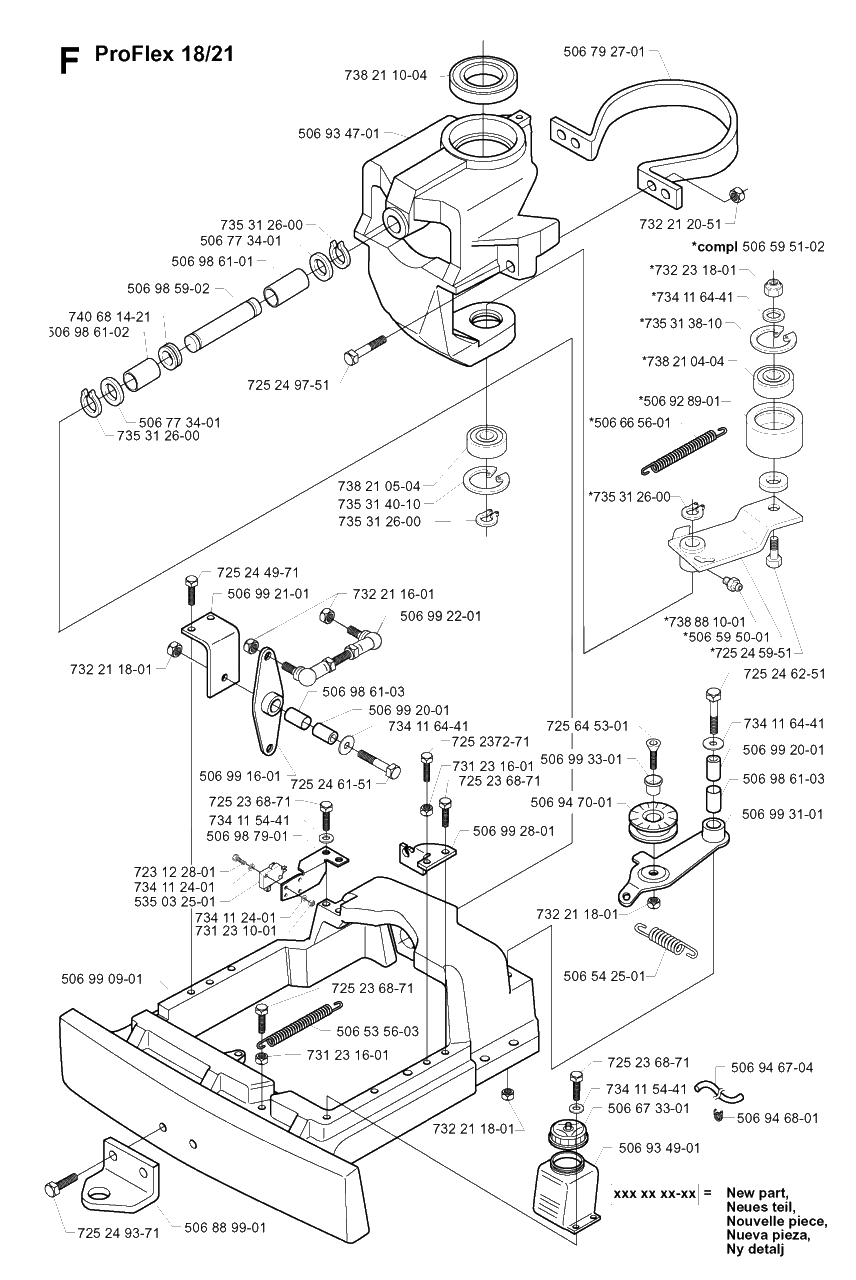 Steering Diagram and Parts List for PF18 2001-01 Husqvarna Lawn Tractor