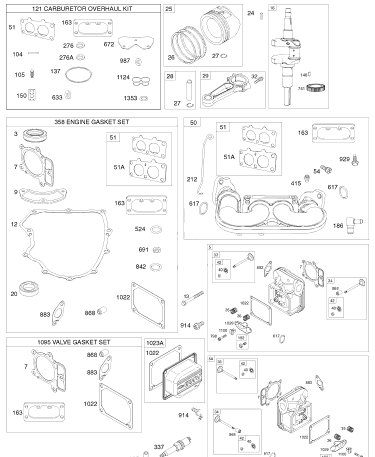 Briggs Engine Image 2 Diagram and Parts List for YTH2348 (917289570)(2010-04) Husqvarna Lawn Mower