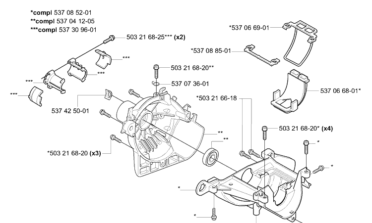 Crankcase Diagram and Parts List for 326C 2006-04 Husqvarna Trimmer