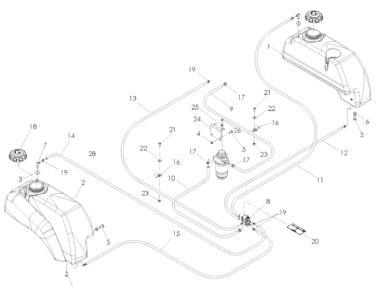 Fuel System Diagram and Parts List for BZ6127D (968999262)(2005-08) Husqvarna Lawn Mower