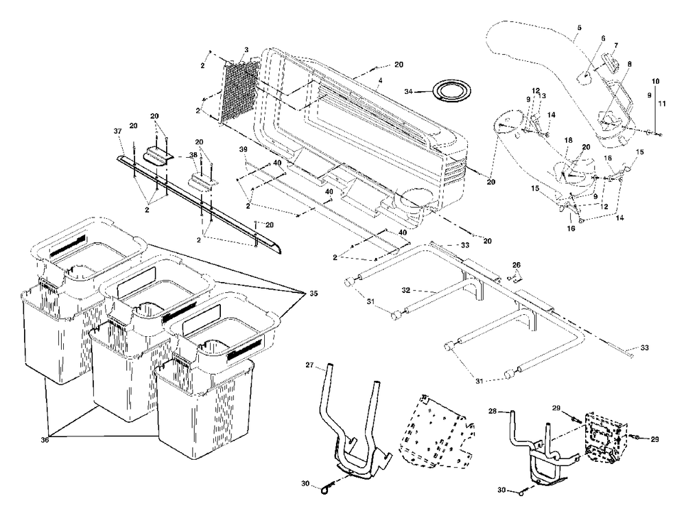 Grass Catcher Diagram and Parts List for LTB-GTB (48 A)(954633736)(2003-11) Husqvarna Lawn Tractor Accessories