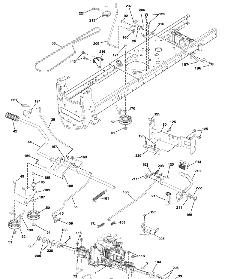 Drive Diagram and Parts List for YTH2348 (917289570)(2010-04) Husqvarna Lawn Mower