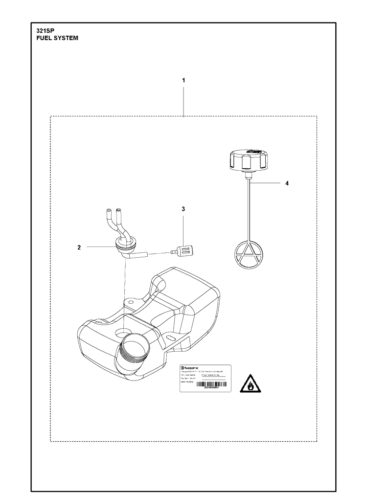 Fuel System Diagram and Parts List for 321SP  Husqvarna Sprayer