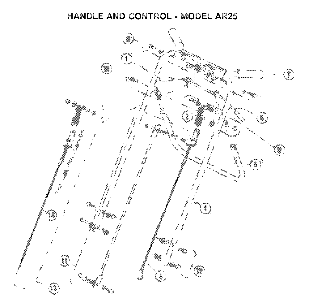Handle And Controls Diagram and Parts List for AR25H (968981104)(2005-11) Husqvarna Dethatcher