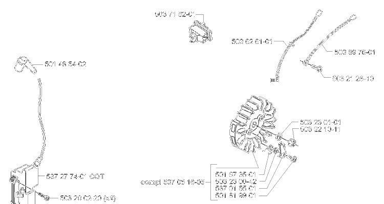 Ignition/Flywheel Diagram and Parts List for 372XPW 2007-01 Husqvarna Chainsaw