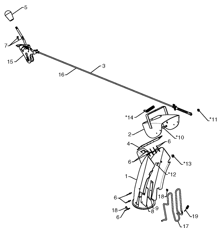 Control Panel Discharge Chute 1 Diagram and Parts List for ST2109E (96191004005)(2012-06) Husqvarna Snow Blower