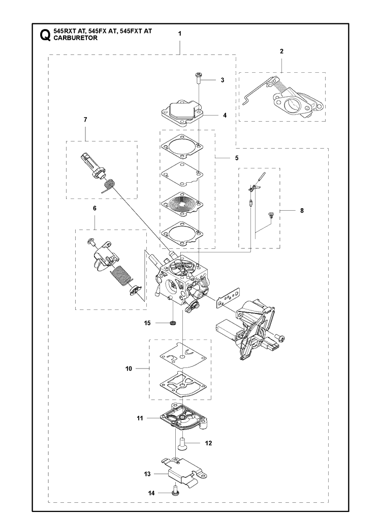 Carburetor Diagram and Parts List for 545FXAT  Husqvarna Brush Cutter