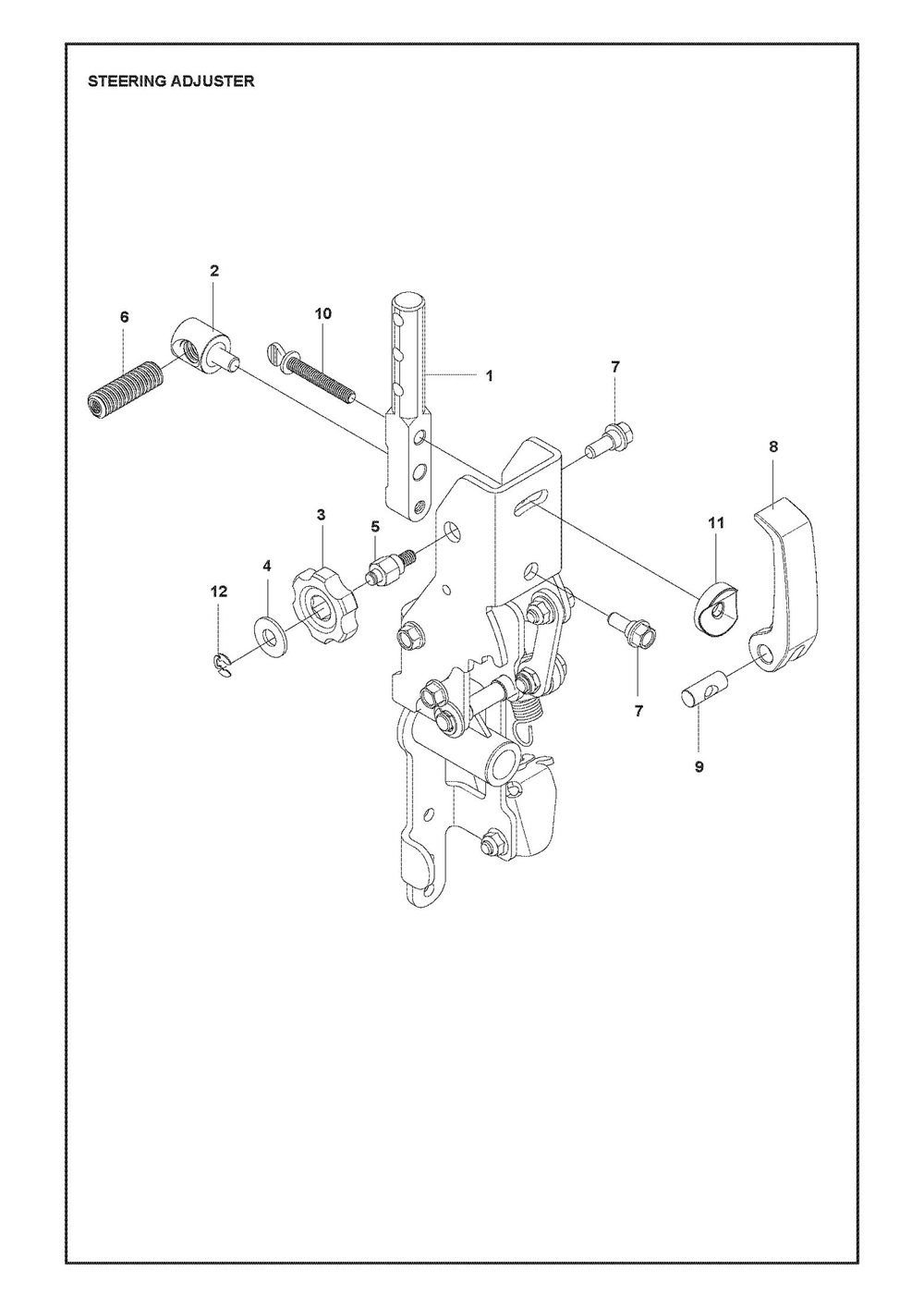 Steering Diagram and Parts List for XCITETMZ345 Z350 Husqvarna Lawn Tractor