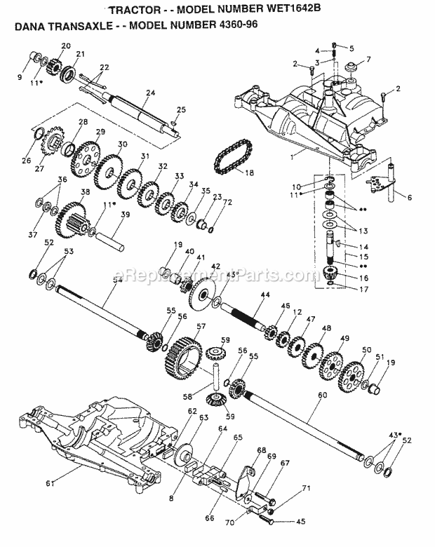 Steering Diagram and Parts List for WET1642B 1996 Husqvarna Lawn Tractor