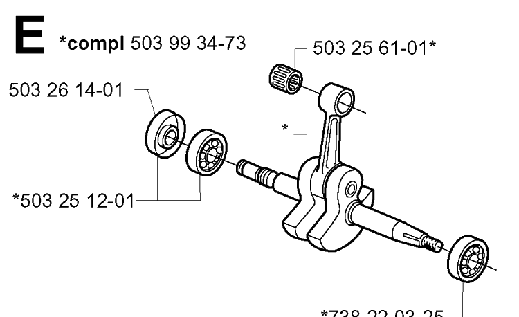 Crankshaft Diagram and Parts List for 385XP 20034000001-20051000000 Husqvarna Chainsaw
