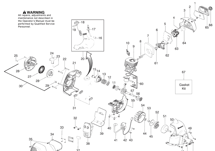 Engine Diagram and Parts List for 125E (545014388)(2009-09) Husqvarna Edger