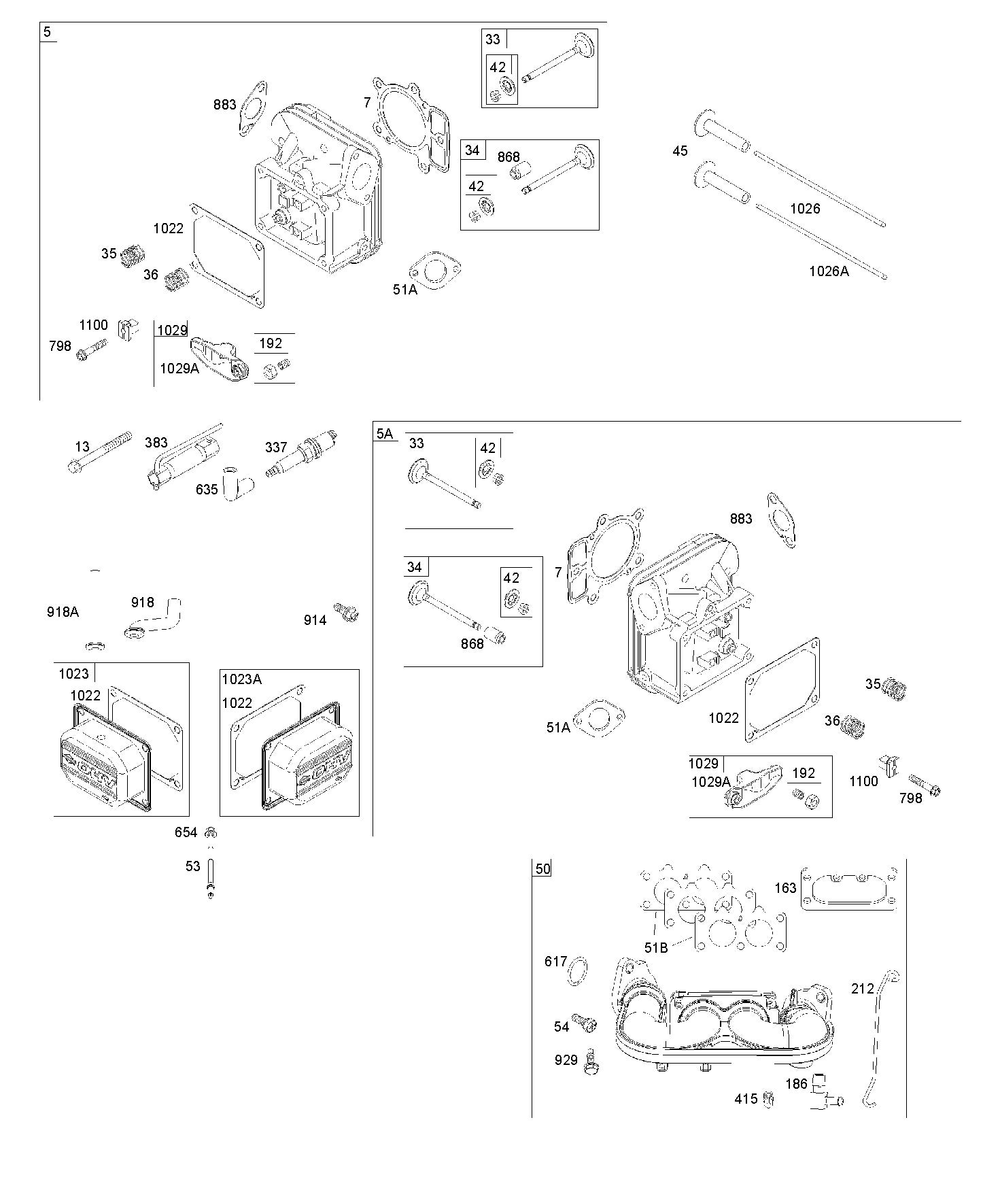 Cylinder Head, Rocker Arm Cover, Intake Manifold Diagram and Parts List for 445677-2188-G5  Husqvarna Engine