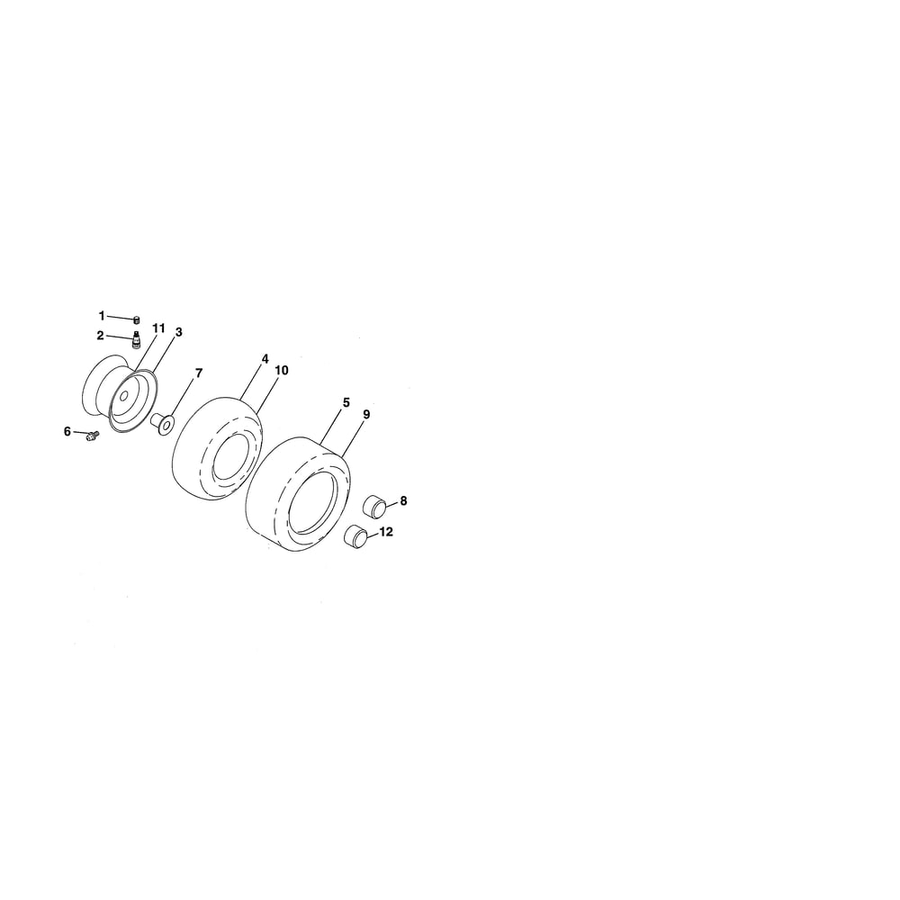 Wheels & Tires Diagram and Parts List for GTH52XLS-96045005700  Husqvarna Lawn Tractor